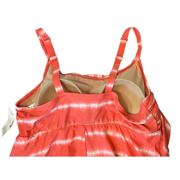 NWT Catherine's Tie Dye Tiered Swim Dress Coral Striped Plus Size 18W - Picture 7 of 12